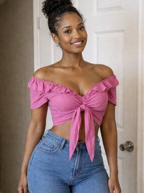 Anthropologie Pink Off-Shoulder Blouse